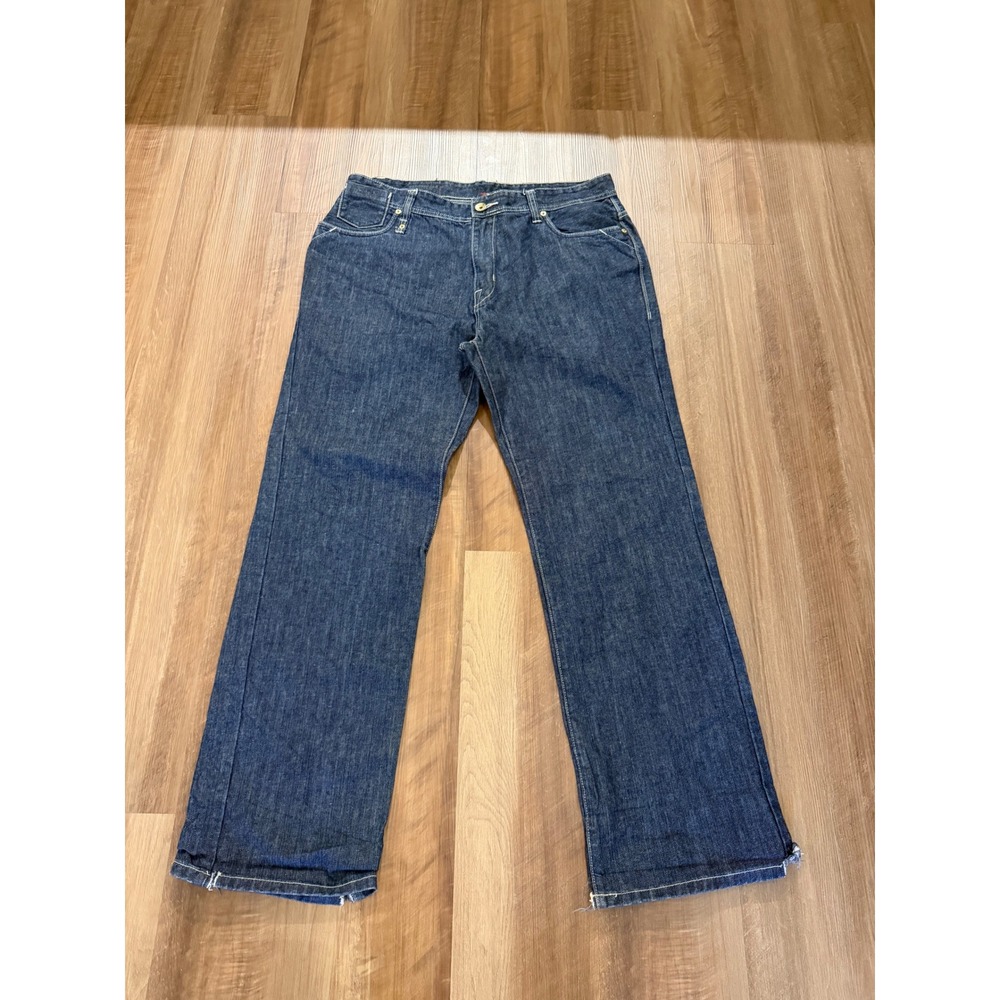 Enyce Jeans Mens 38 Blue Dark Wash Gold Embroidered Logo Baggy Y2K EYRU5597